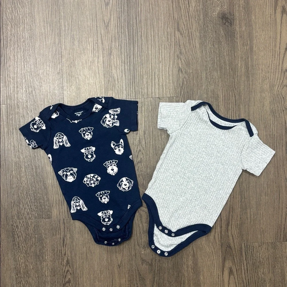 NWOT Member’s Mark 6 month Baby Bodysuits Set x4 in Blues, Gray, and White
